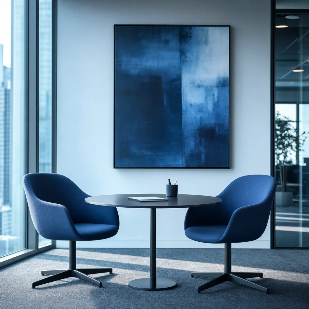 Two empty chairs at a meeting table